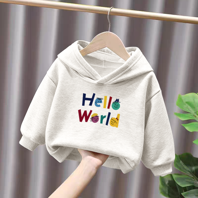 100%纯棉男童加绒加厚连帽卫衣秋冬新款中小儿童宝宝外穿印花上衣