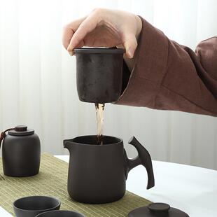 家用功夫茶具茶壶茶杯 紫砂快客杯一壶四杯收纳包便携旅行茶具套装