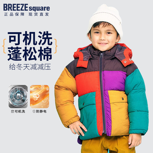 专柜同款BREEZEsquare儿童冬季保暖面包服撞色拼接棉服R401035