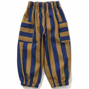 BREEZEsquare专柜同款儿童条纹拼接休闲大口袋工装裤J421745