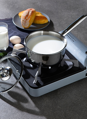 lucuku路卡酷304不锈钢奶锅宝宝辅食锅三层钢水云间煮面小锅16cm