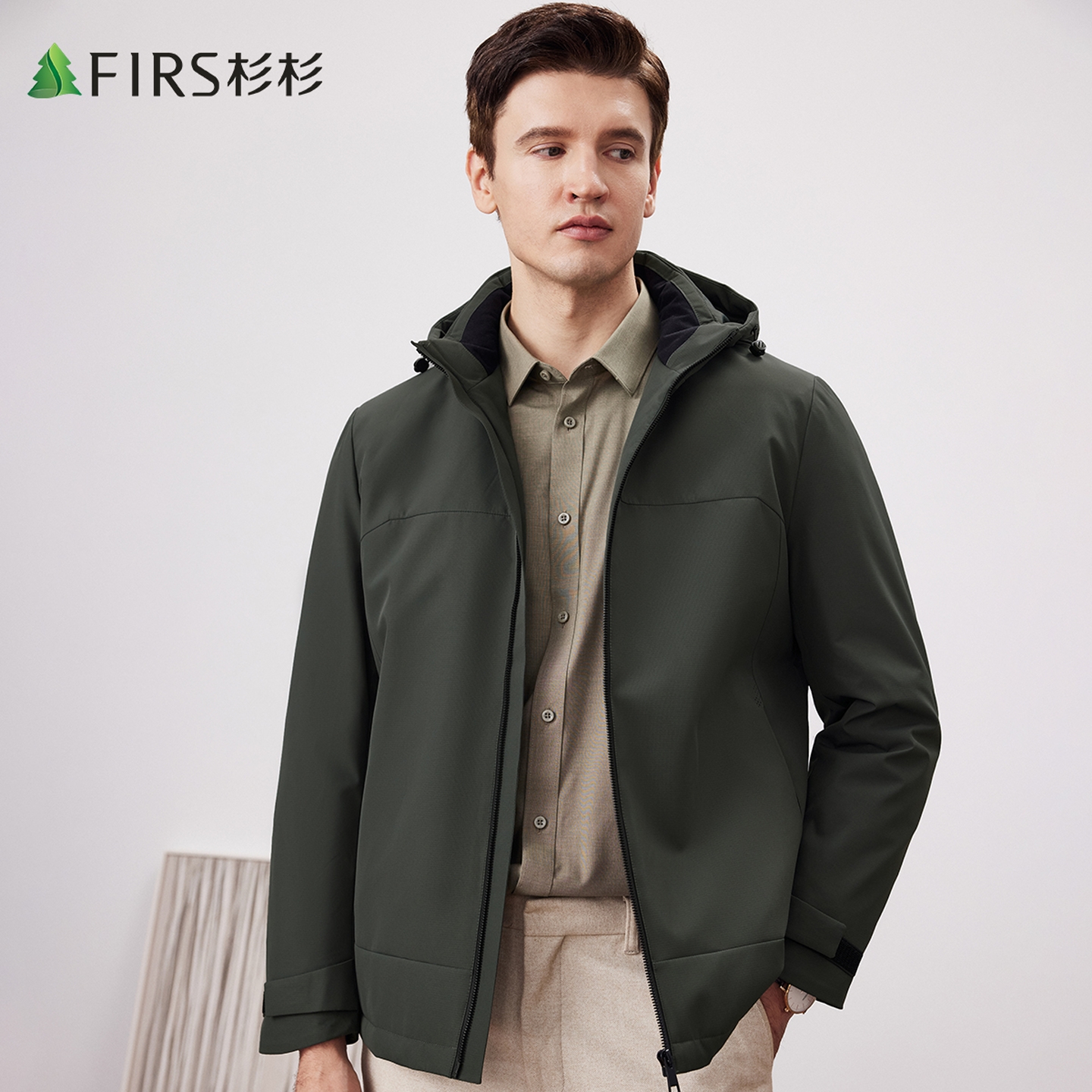 杉杉鸭绒可拆连帽轻薄款羽绒服