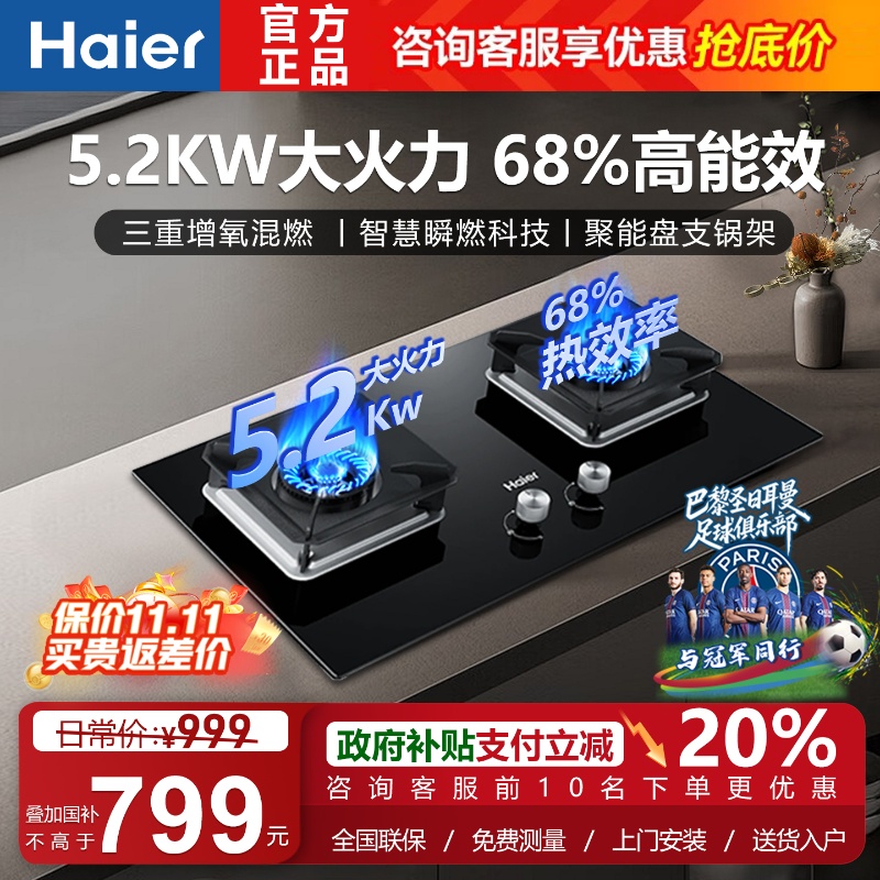海尔双灶家用天然气猛火炉