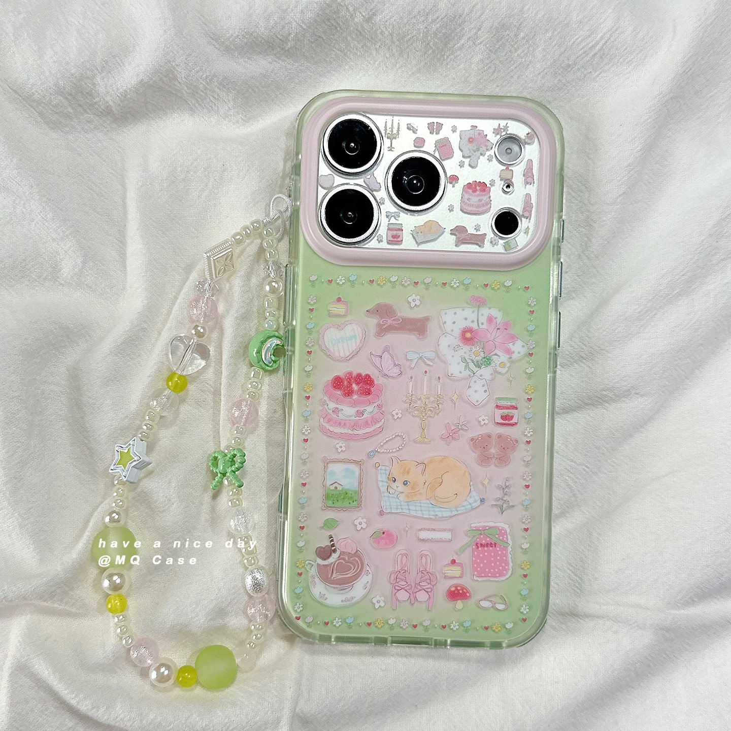 ins韩风下午茶甜品可爱卡通适用苹果17手机壳iPhone17Promax新款16高级感15保护套硅胶14防摔全包带链条女软p