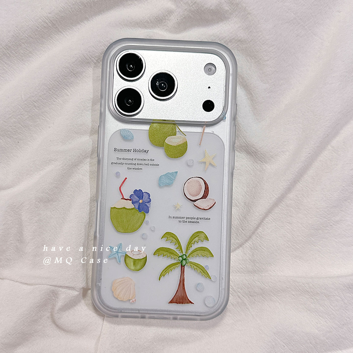 ins夏日简约椰树适用苹果17手机壳iPhone17Promax新款16高级感15保护套硅胶防摔全包超薄磨砂男生女款软壳外p