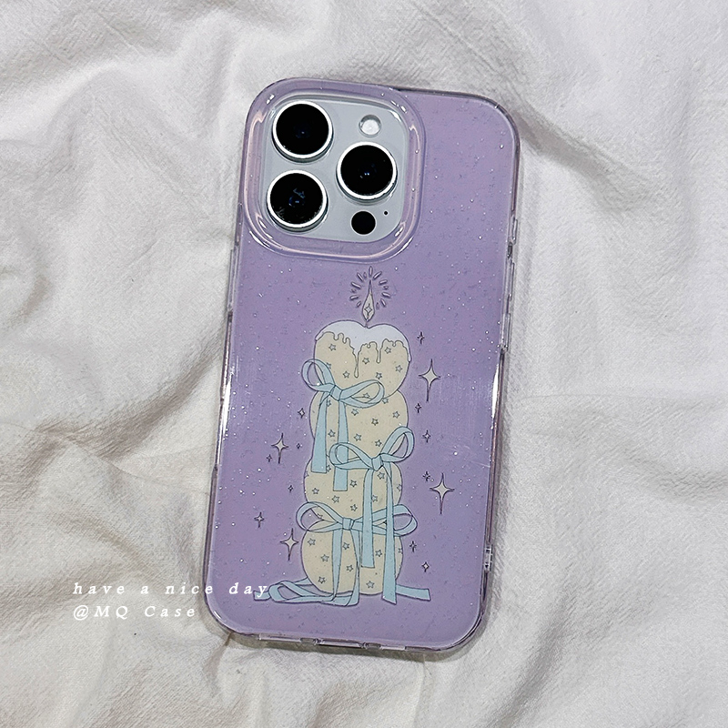 ins趣味蜡烛适用苹果16手机壳iPhone15Promax新款13/14高级感16promax保护套硅胶防摔全包创意软壳女紫色小众