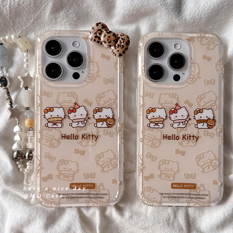 ins可爱HelloKitty猫适用苹果16Promax手机壳iPhone15Promax新款13高级感14保护套防摔硅胶全包带链条女硬壳p