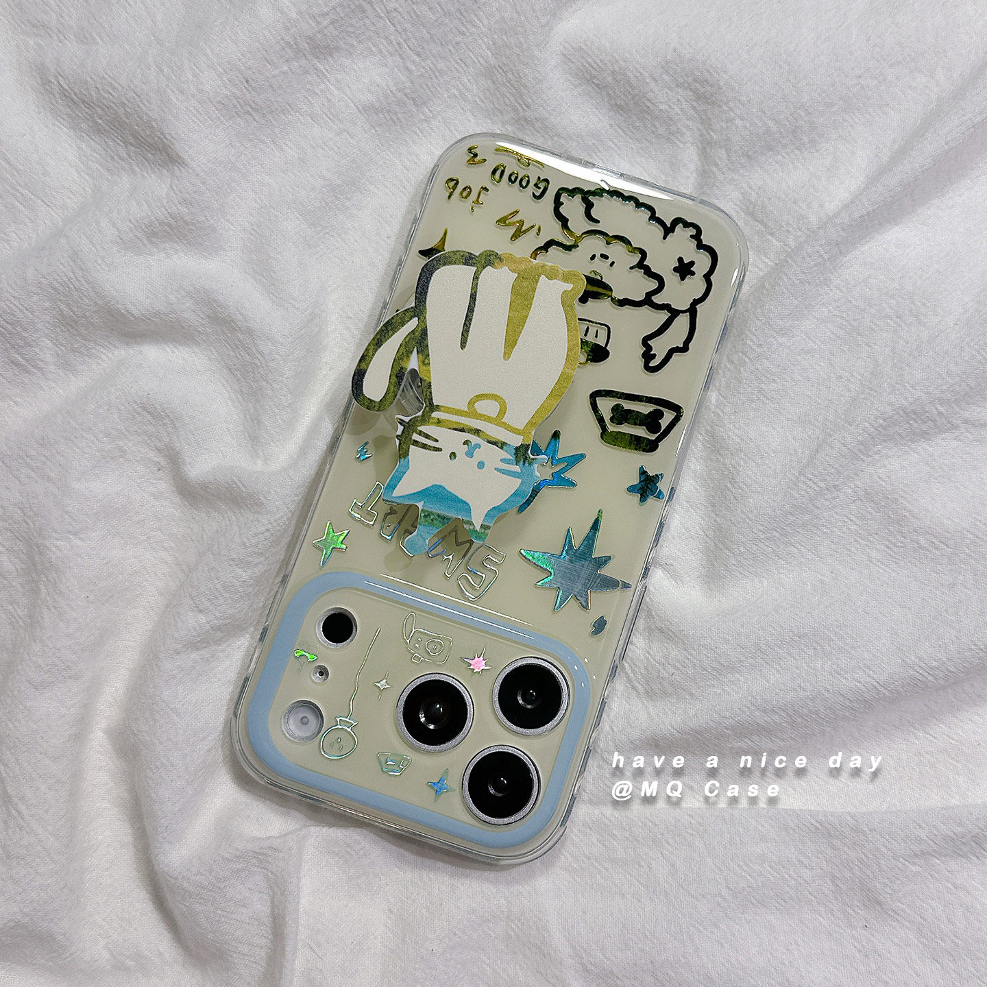 ins銮金可爱猫咪卡通适用苹果17手机壳iPhone17Promax新款16高级感15保护套硅胶防摔Pro全包带支架日韩软壳女