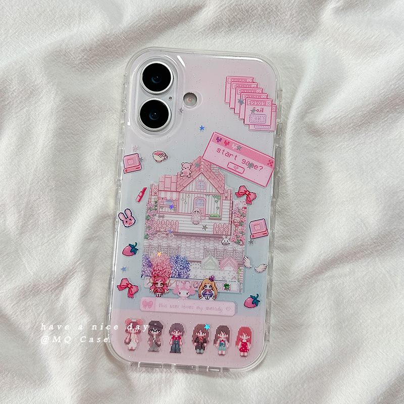 ins日韩可爱卡通适用苹果16手机壳iPhone15Promax新款13/14高级感16promax保护套硅胶防摔全包创意气囊软壳女