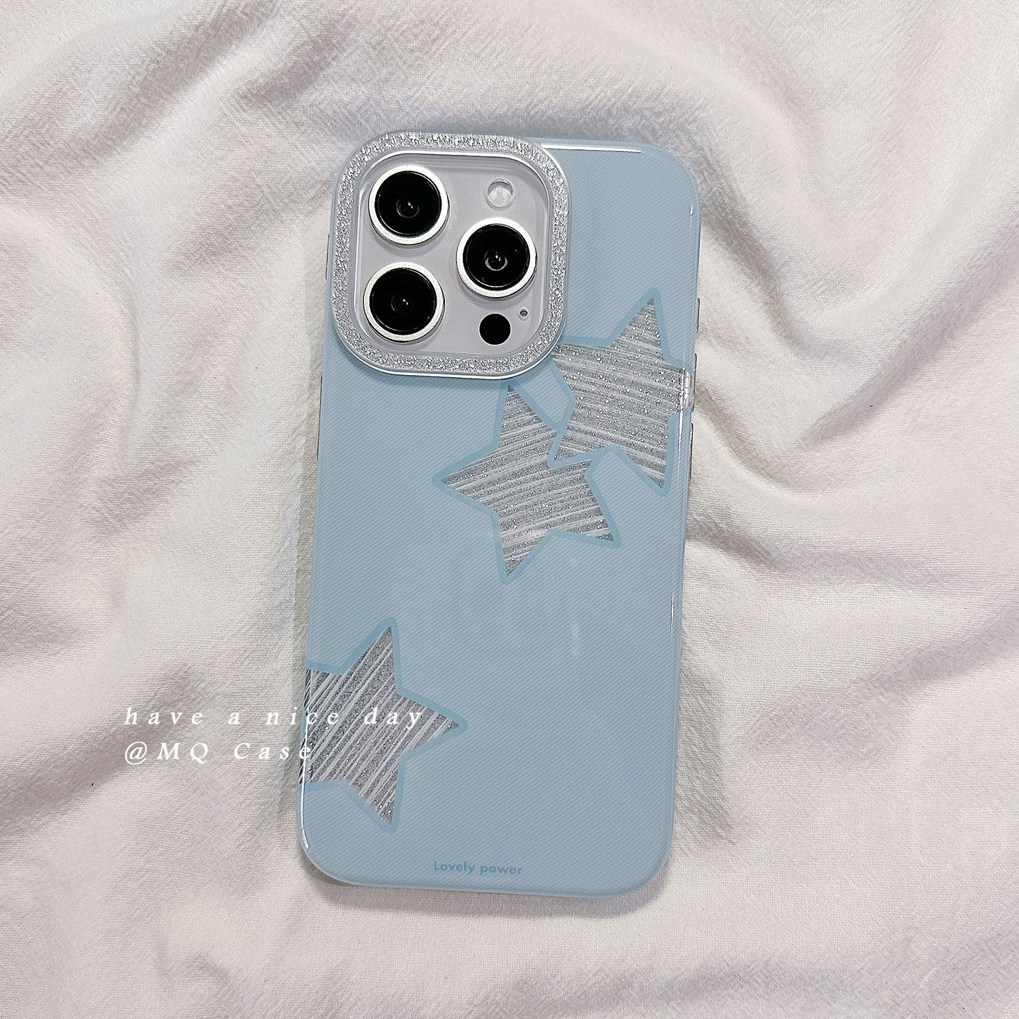 简约闪粉星星适用苹果16Promax手机壳iPhone15新款13高级感14保护套17防摔硅胶16Pro全包ins小众蓝色女款软外