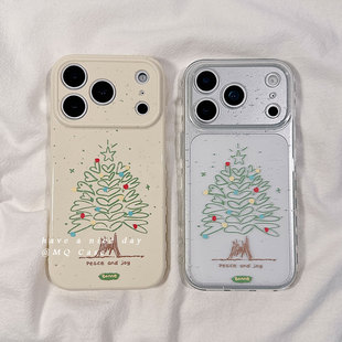 软壳 16高级感15保护套13硅胶14防摔全包创意情侣超薄女款 冬季 简约圣诞树适用苹果17手机壳iPhone17Promax新款