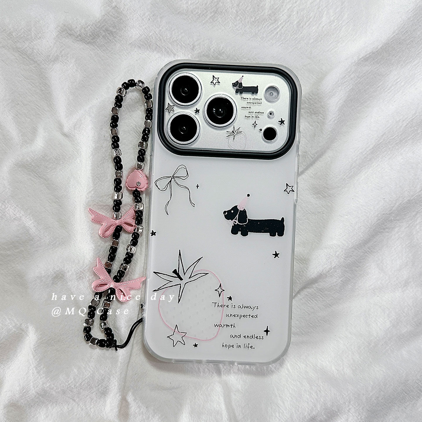 简约腊肠狗卡通适用苹果17手机壳iPhone17Promax新款16pro高级感15pm磁吸保护套硅胶全包边防摔带链条女男软p