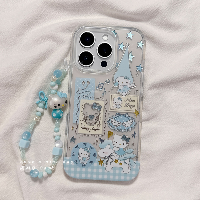 ins日韩可爱卡通适用苹果16手机壳iPhone15Promax新款13/14高级感16promax保护套硅胶防摔全包创意带链条软女