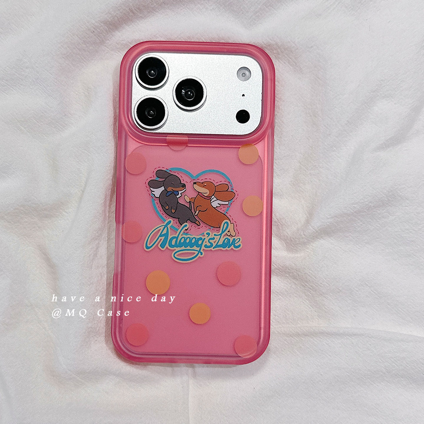 ins韩系波点爱心小狗 适用苹果17手机壳iPhone17Promax新款16高级感15保护套硅胶防摔全包磨砂超好看女款软壳