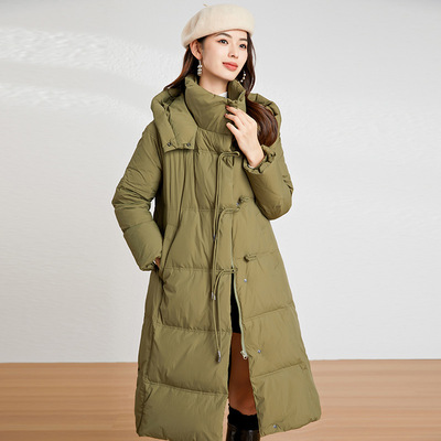 羽绒服女冬长款厚款90白鸭绒2025新款国风连帽宽松极寒保暖外套