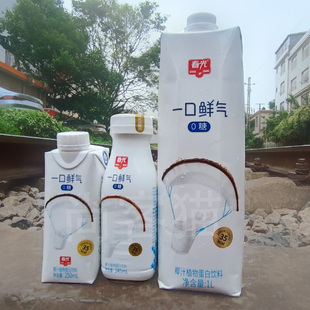 2盒1L春光椰子水一口鲜气椰汁椰奶植物蛋白饮料早餐奶营养好喝