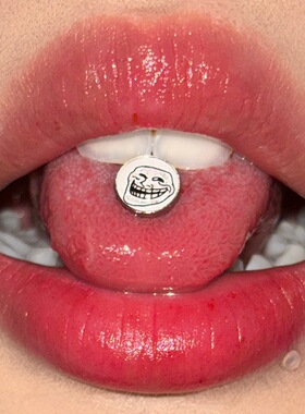 墨刺研究室 坏笑表情舌钉包胶可喝酒舌头钉钛钢外旋辣妹穿刺饰品