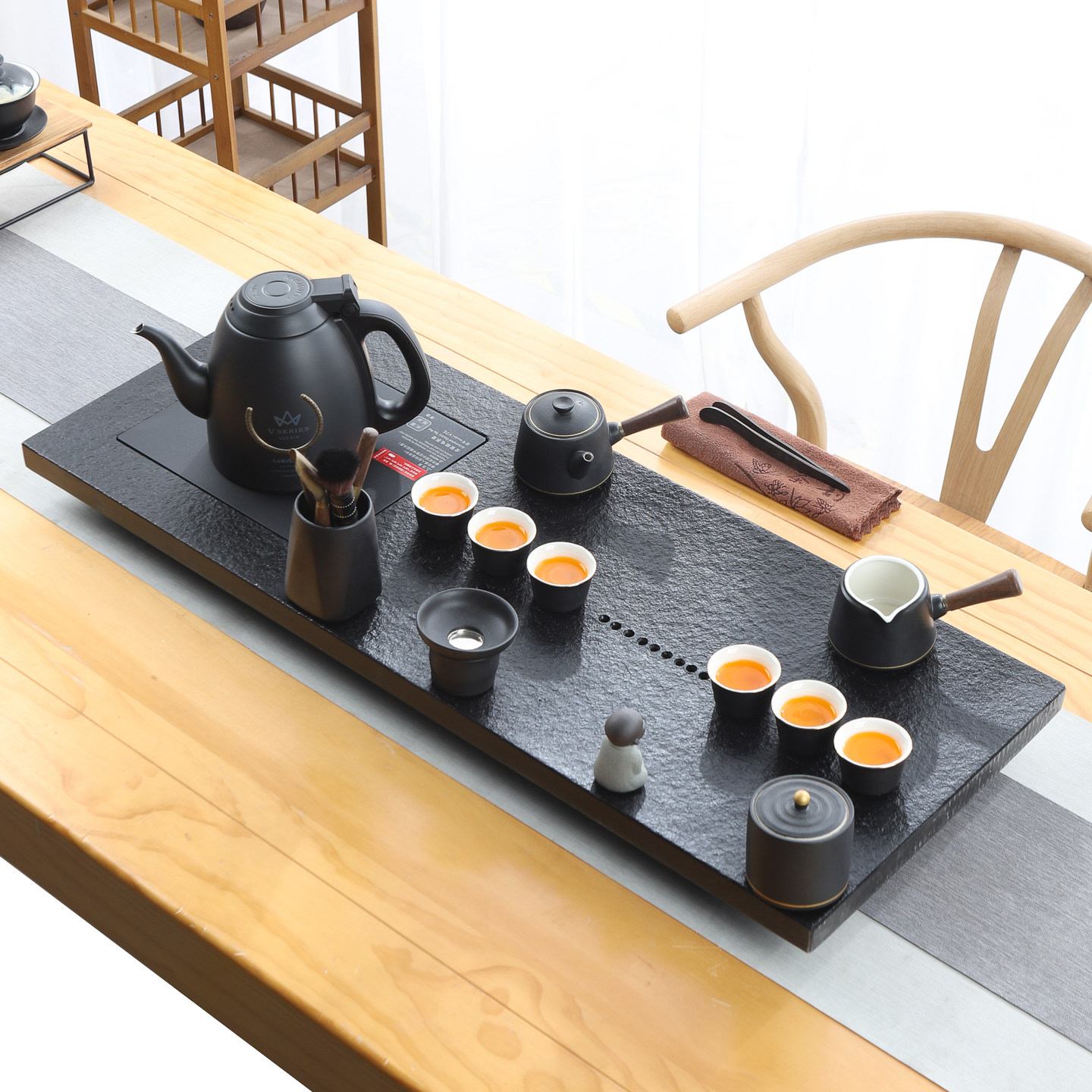 天然整块乌金石茶盘全自动一体茶具套装家用功夫单壶简约大小茶台,餐饮具,茶盘,淘宝优惠券,粉丝福利购,淘宝优惠卷