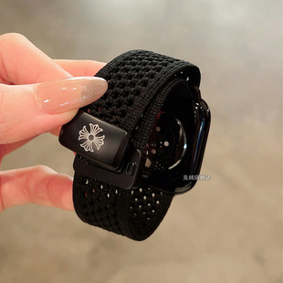 适用applewatch苹果手表表带iwatch腕表s11编织s10尼龙se男女款s9秋冬ultra3磁吸扣高级感质感颜值新品小众