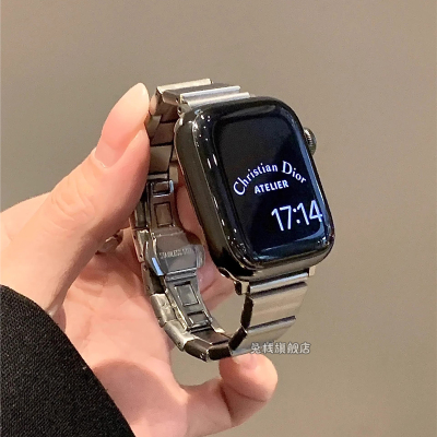 适用iwatch苹果手表表带applewatch小蛮腰链式s10不锈钢s9女生款se高级感s8夏季天ultra金属轻奢漂亮气质感