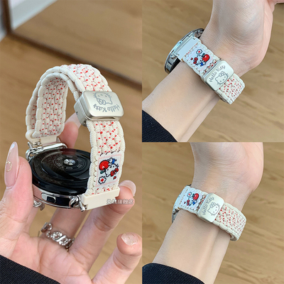 适用华为gt6手表表带kt猫gt5pro编织watch5尼龙gt4磁吸watch4/3男女款gt3/2新款秋冬