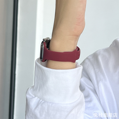 适用applewatch9苹果iwatch8手表表带s9硅胶s8细s7小蛮腰se2女生款ultra2女士6高级感小香风小众可爱新款原装