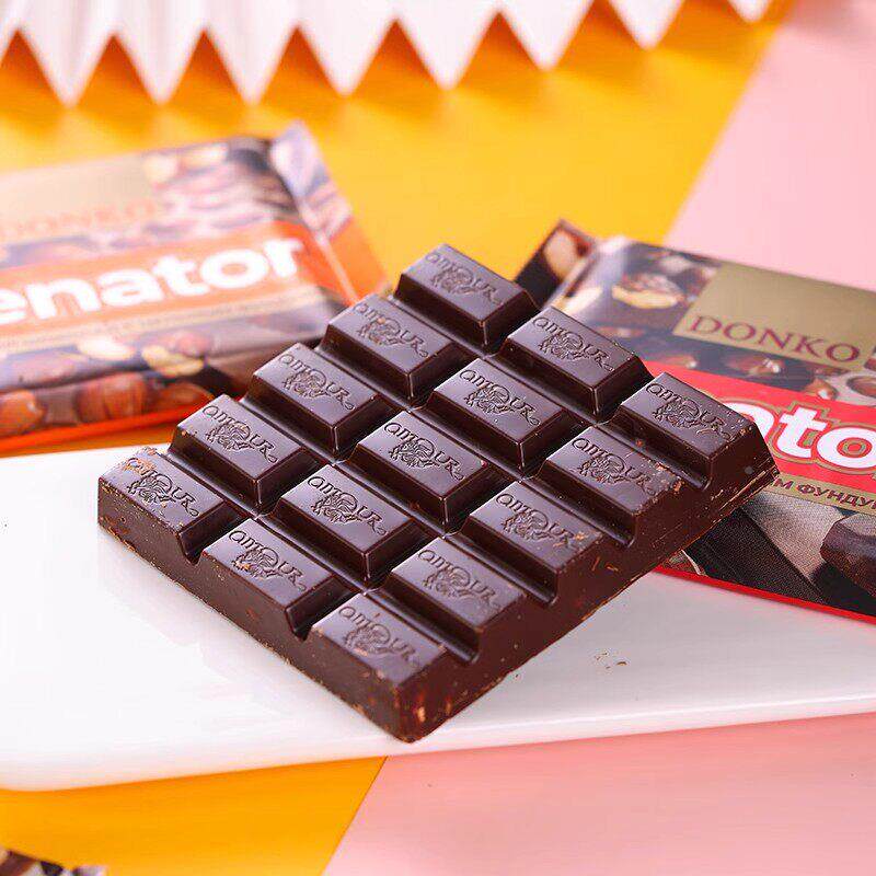 原装进口罗斯坚整果黑奶巧克力可可脂颗OAJ榛子杏仁牛夹心健身俄