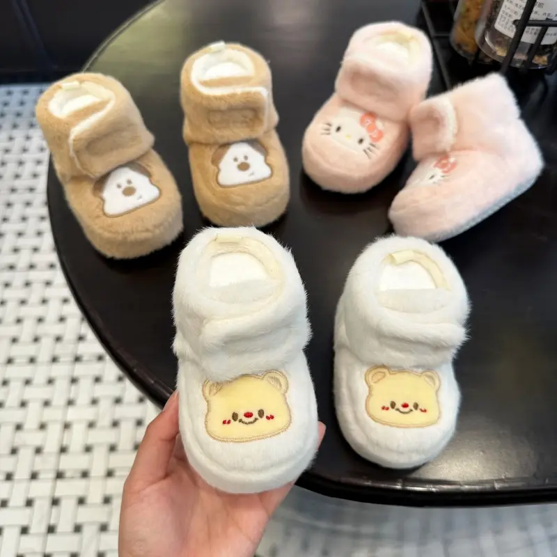 婴儿冬季加厚保暖卡通棉学步鞋