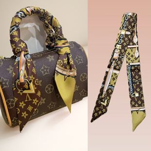 lv5&vv20老花丝巾speedy25绑包包手柄丝带长条缠手提肩带飘带轻奢