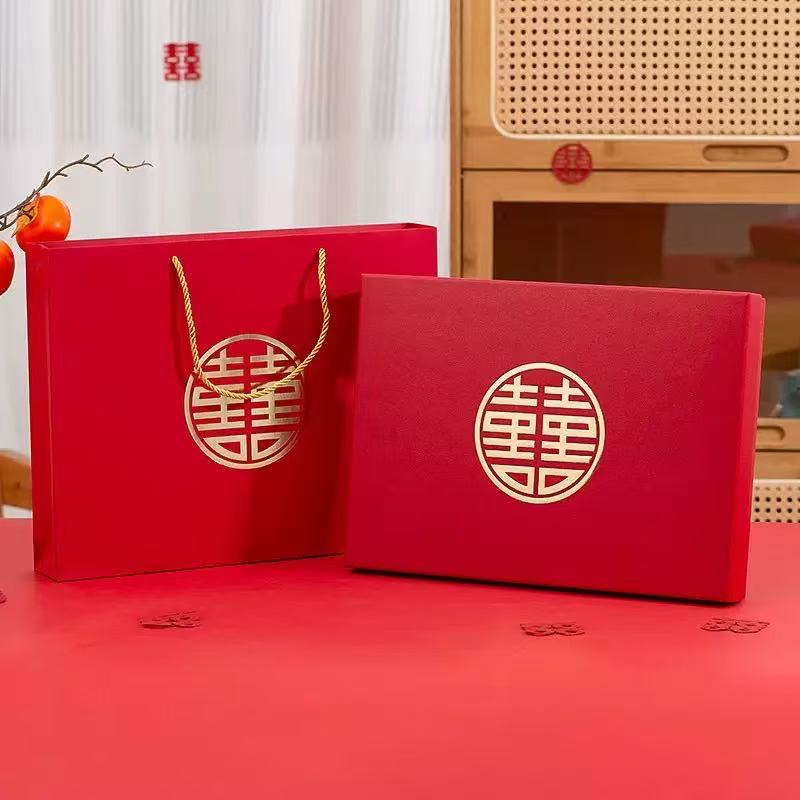 嵌入式喜扇专用礼盒包装盒古风圆扇宫扇复古扇盒新娘结婚扇礼品盒