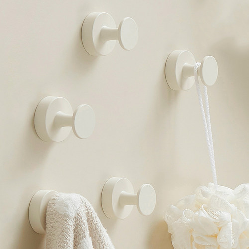 瑞勤奶油白全铜挂衣钩门后玄关浴室挂钩免打孔衣帽钩壁挂墙上粘钩