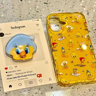 韩系卡通黄底满屏小黄鸟插画适用15promax新款14pro手机保护套iPhone16promax个性创意ihone13全包网红男女款