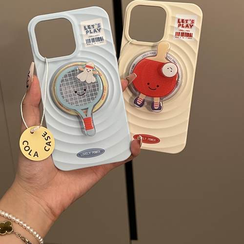 趣味羽毛球乒乓球磁吸支架适用苹果15promax手机壳iPhone14新款13保护套14女款14pro防摔15波漾壳12不会撞壳