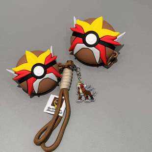 宝可梦炎帝精灵球适用苹果AirPods4代苹果无线蓝牙耳机套AirPodspro3代个性AirPods1/2硅胶AirPodspro2防摔