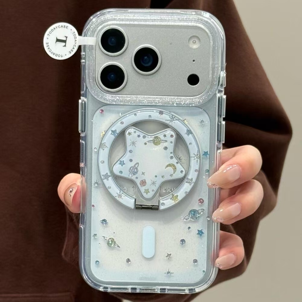 ins鎏金透明宇宙星河适用iPhone17promax手机壳15新款17pro网红女款13创意全包防摔16pro超好看17保护套