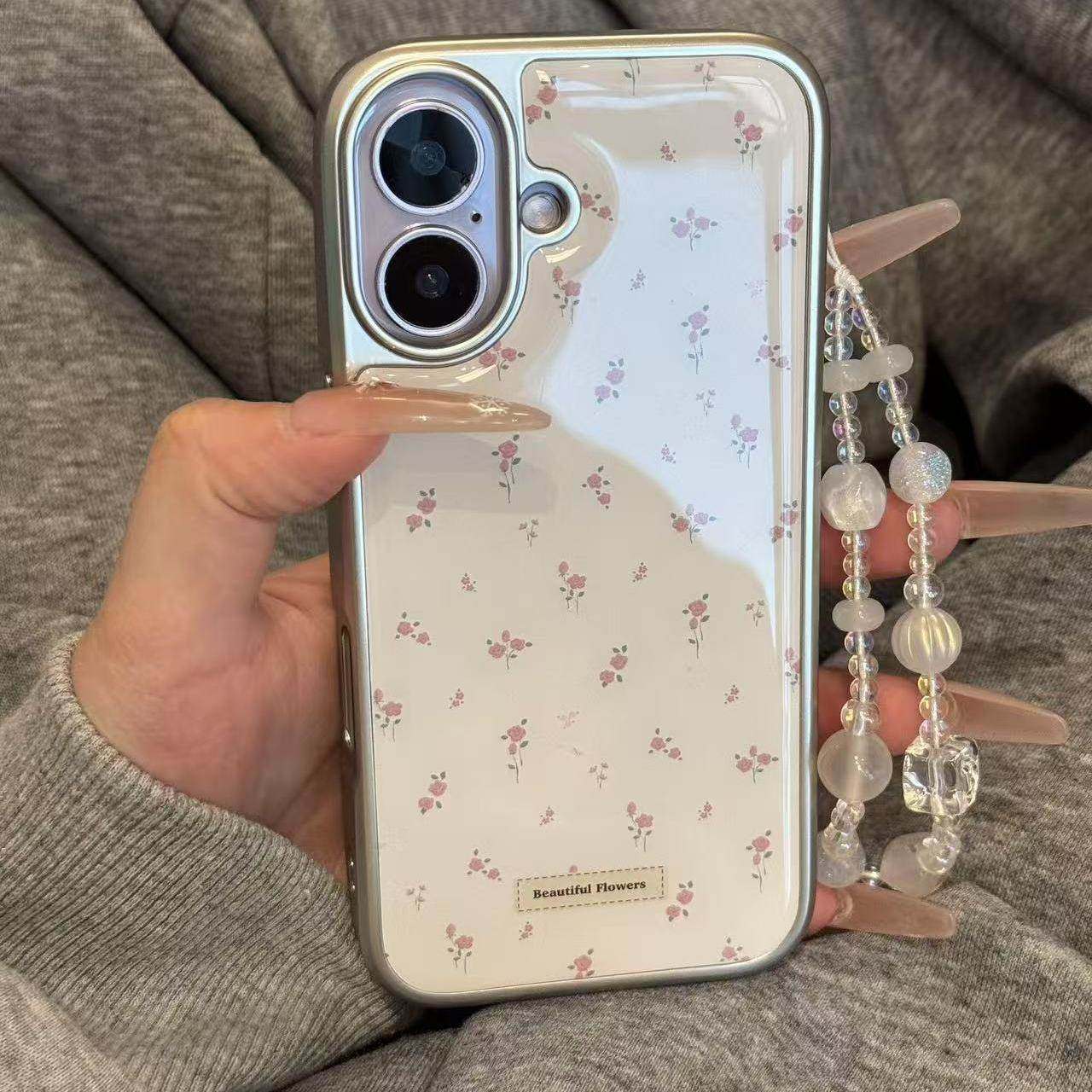 温柔大孔电镀白色碎花ins适用iPhone17promax手机壳15新款17pro网红女款13创意全包防摔16pro超好看17保护套,3C数码配件,手机保护套/壳,淘宝优惠券,粉丝福利购,淘宝优惠卷