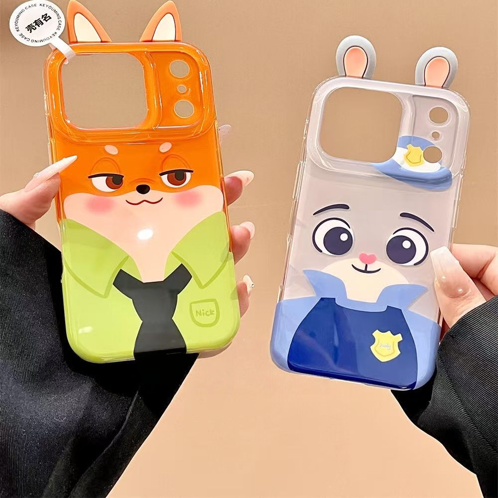 可爱动漫立体硅胶小耳朵朱迪尼克适用iPhone17promax手机壳15新款17pro13创意全包防摔16pro超好看17保护套