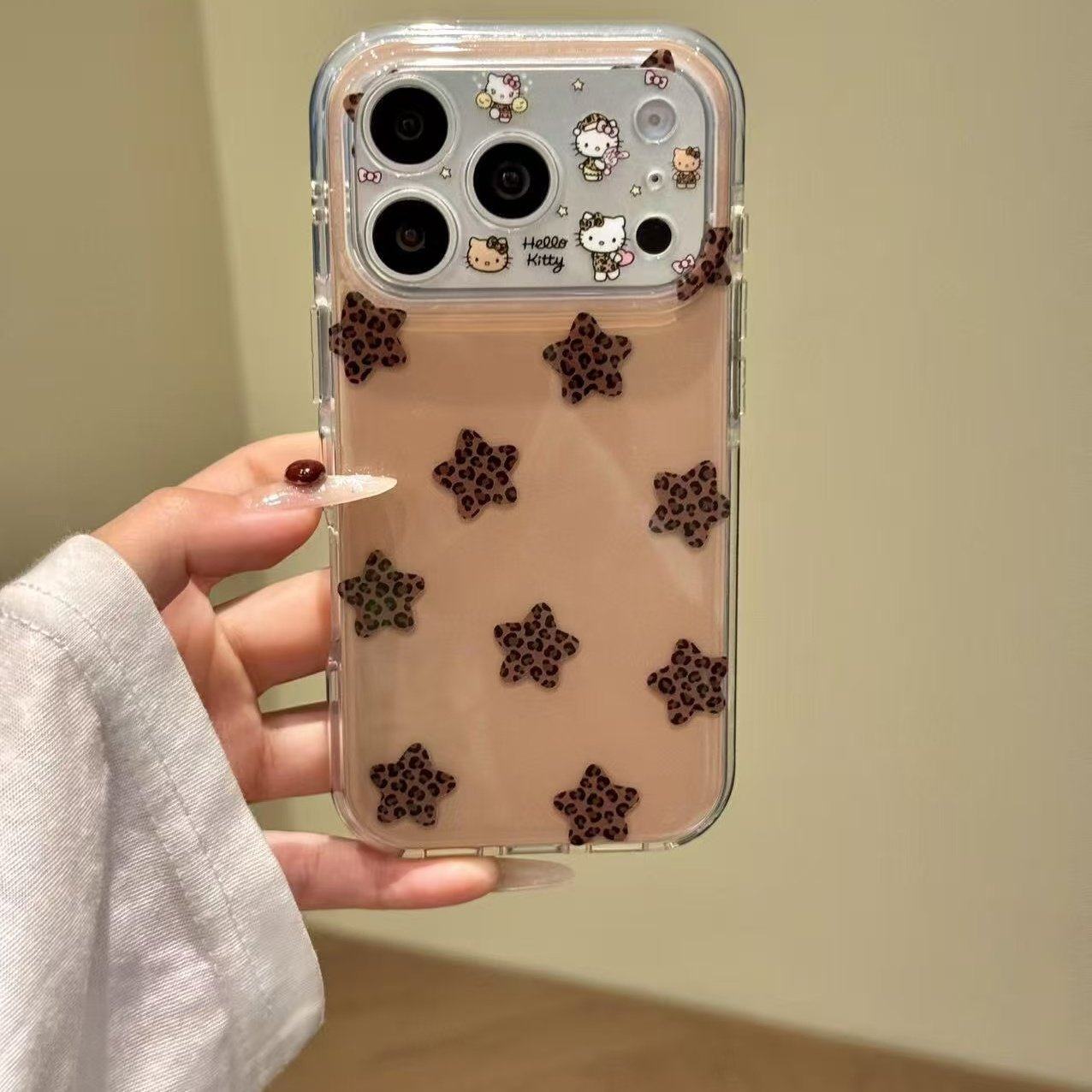 韩系复古棕底满屏豹纹星星适用iPhone17promax手机壳15新款17pro网红女款13创意全包防摔16pro超好看17保护套,3C数码配件,手机保护套/壳,淘宝优惠券,粉丝福利购,淘宝优惠卷