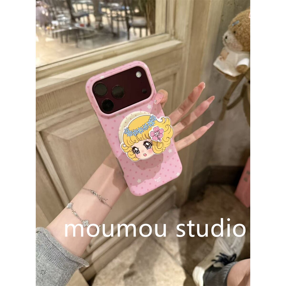 可爱粉底波点女孩磁吸适用iPhone18promax手机壳15新款17pro网红女款13创意全包防摔18pro超好看17保护套
