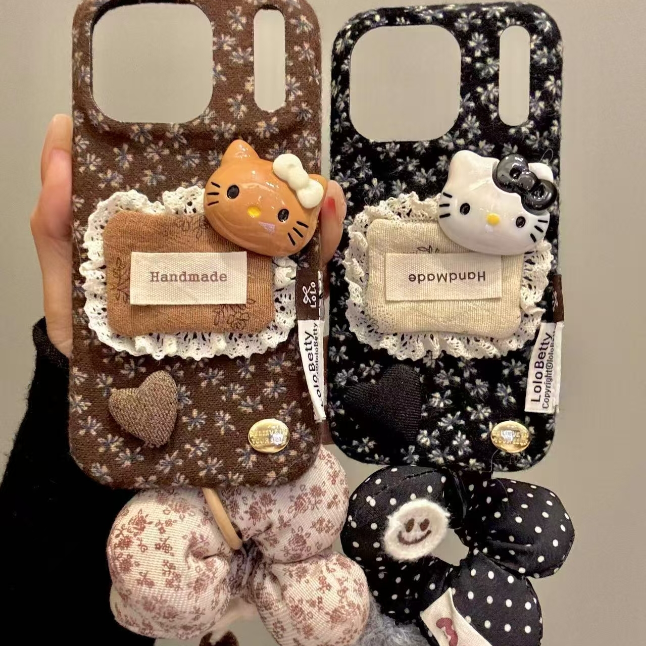 唯美ins碎花蕾丝标签爱心猫咪适用iPhone17promax手机壳15新款17pro网红女款13防摔16pro超好看17保护套