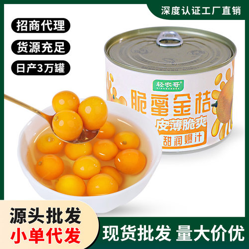 金桔罐头整颗金桔商用罐装酒店菜品爽口奶茶店金桔柠檬甜品店水果