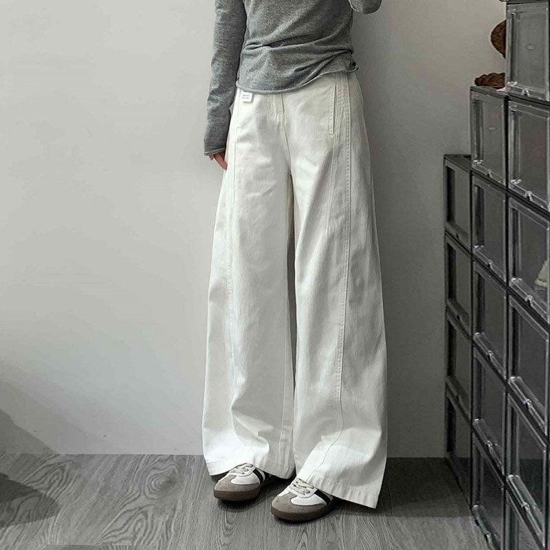 白色牛仔裤女2025大码夏季胖mm复古美式弯刀宽松高腰显瘦直筒阔腿
