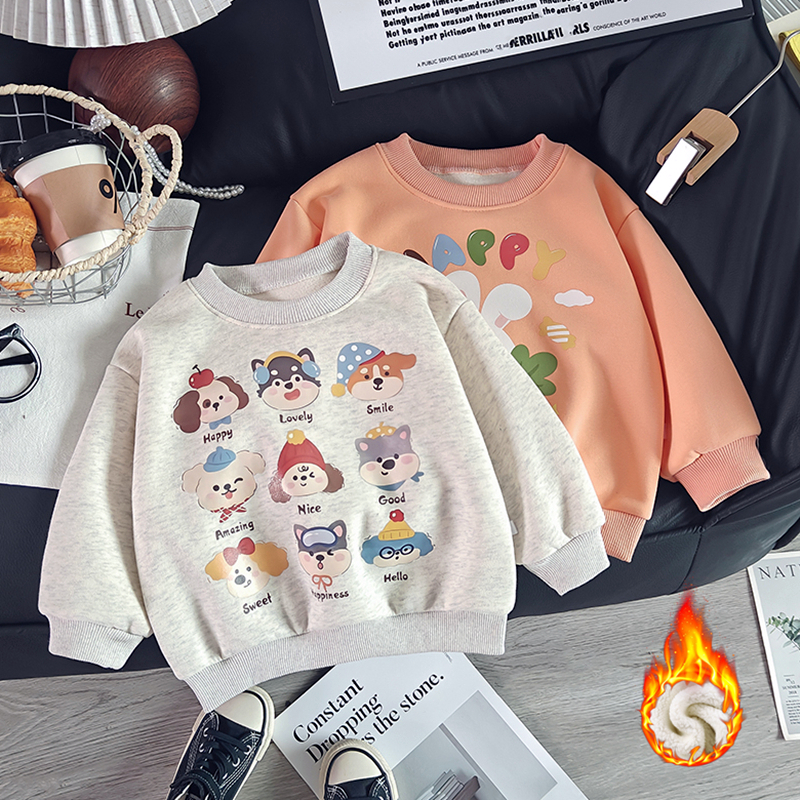 儿童百搭加绒华棉卫衣秋冬打底衫