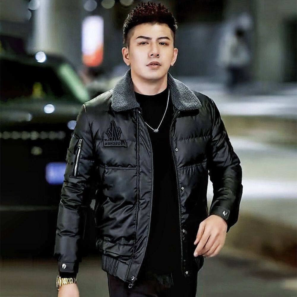 棉服男士秋冬季新款欧货加厚休闲青年时尚帅气轻奢翻领外套潮流