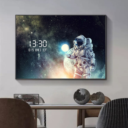 太空人数显屏电表箱装饰画数字电子钟表遮挡配电箱电闸盒盖板挂画