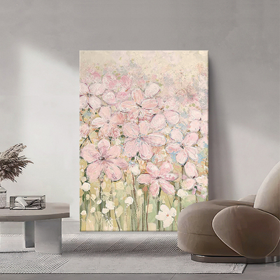 法式粉色花卉装饰画客厅玄