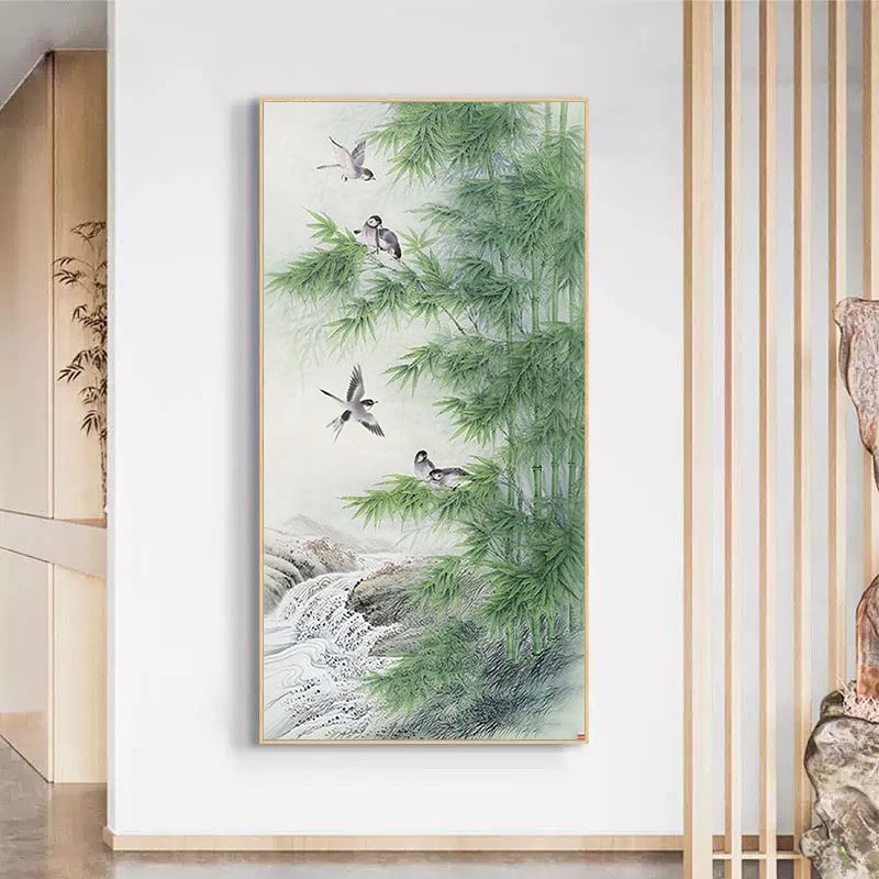 新中式竹子节节高升手绘油画