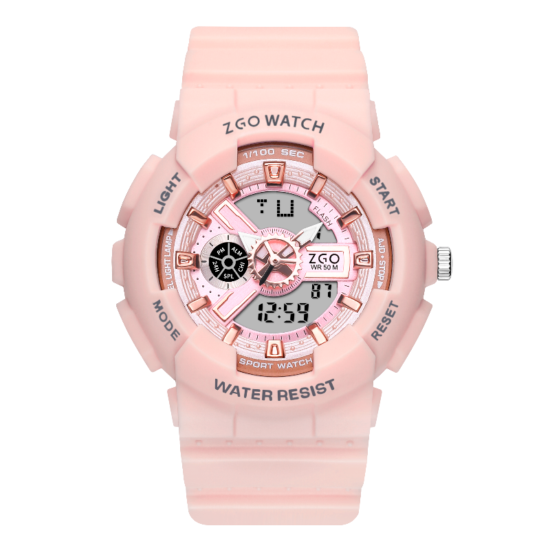 正港(ZGO)手表女学生韩版简约初中女孩夜光防水多功能户外运动儿