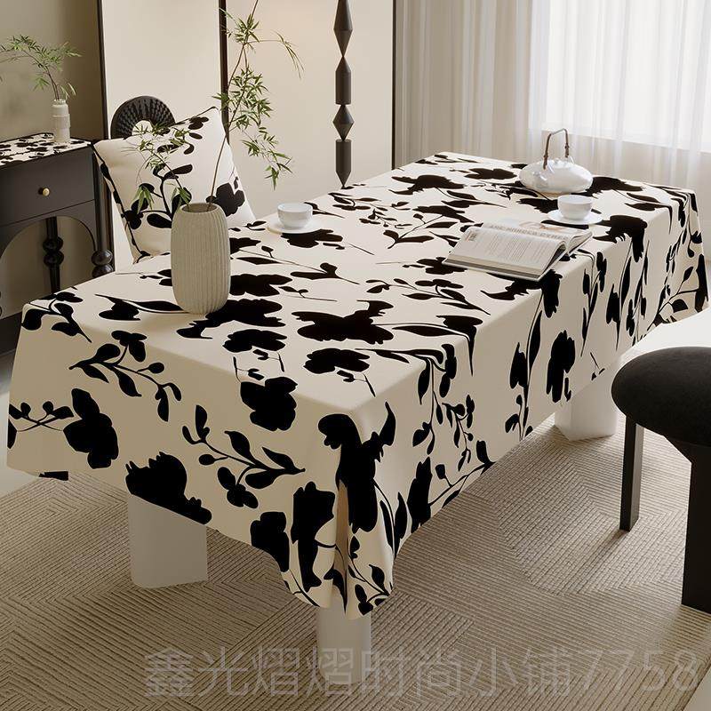 正品轻奢高级感桌布布艺防水复古法式棉麻台布茶方布长形家用餐桌