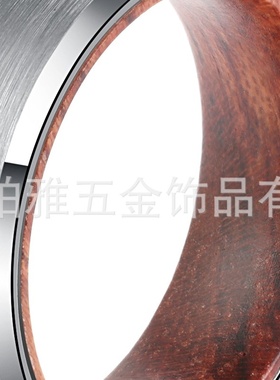 2025跨境钨钢男戒经典倒角8MM钢色实心实木内圈戒指赠女友礼物